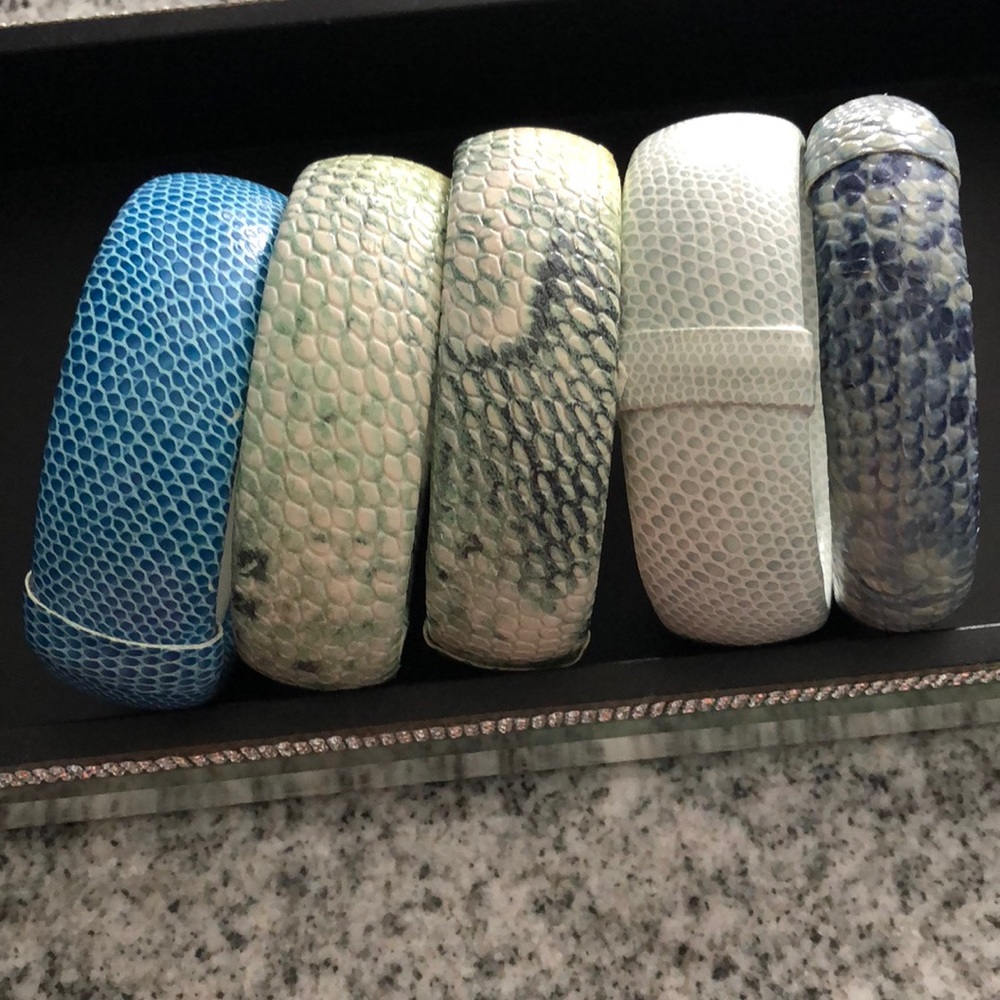 Faux snakeskin bangles